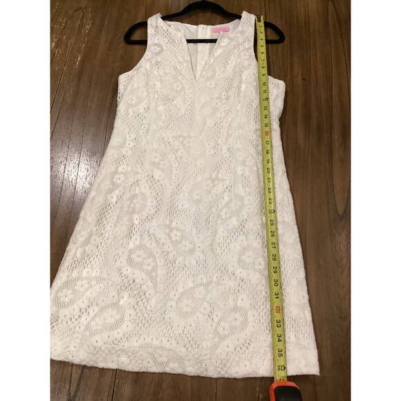 Lilly Pulitzer Augusta Shift sleeveless mini Dress White Lace size 10 - Picture 4 of 10